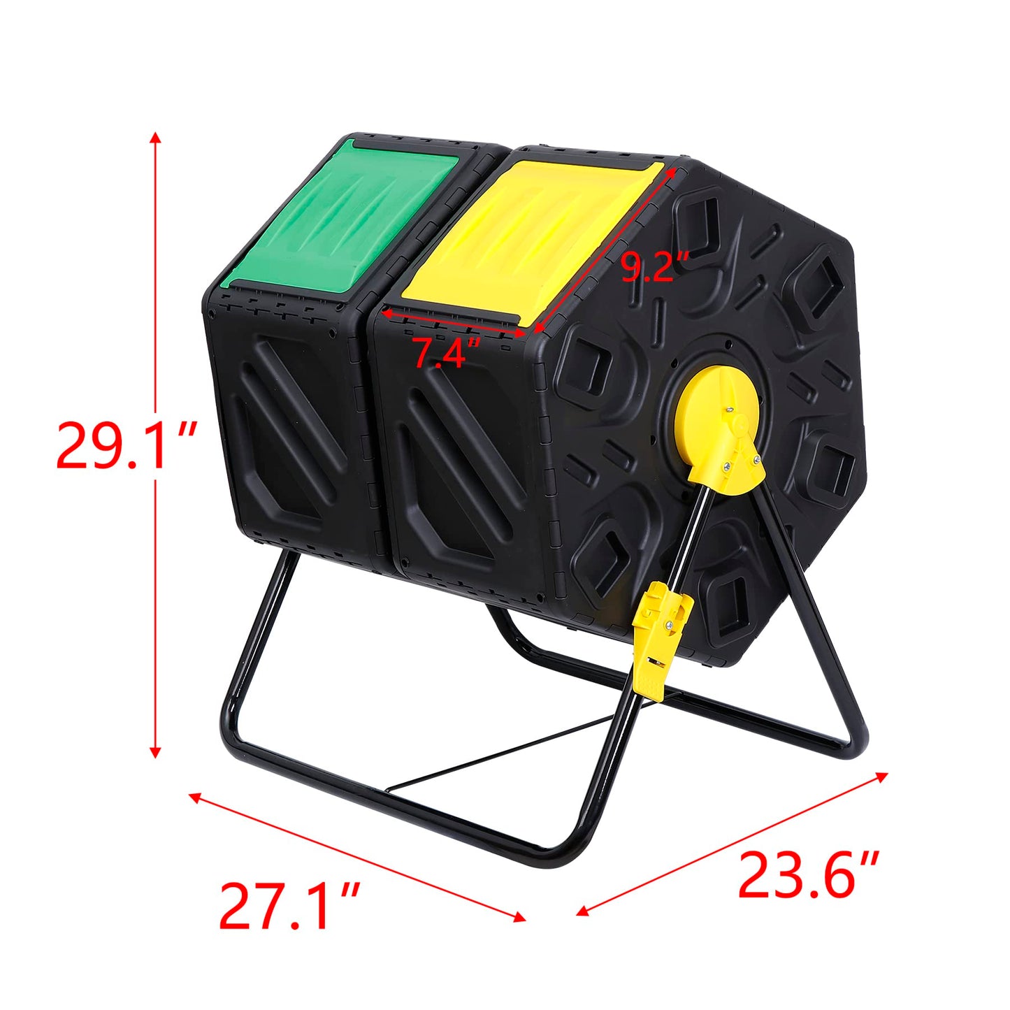 F2C Dual Chamber 37 Gallon Compost Tumbler All-Season Outdoor BPA Free Large Composter Bin w/ 2 Sliding Doors and Solid Steel Frame