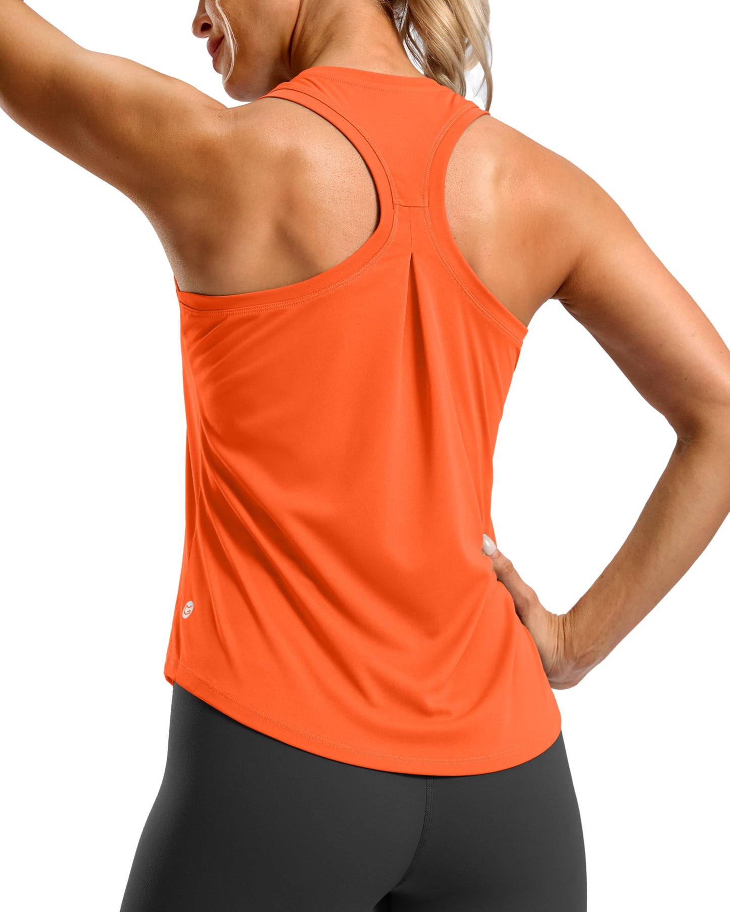G Gradual Women's Workout Tank Tops Racerback Athletic Yoga Tops Loose Fit Sleeveless Running Gym Sports Shirts for Women(Orange,XXL)