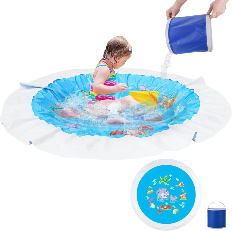 Baby Beach Pool - 7.2x7.2 Feet Kiddie Paddling Pool & Blanket | Portable Water Bag Included