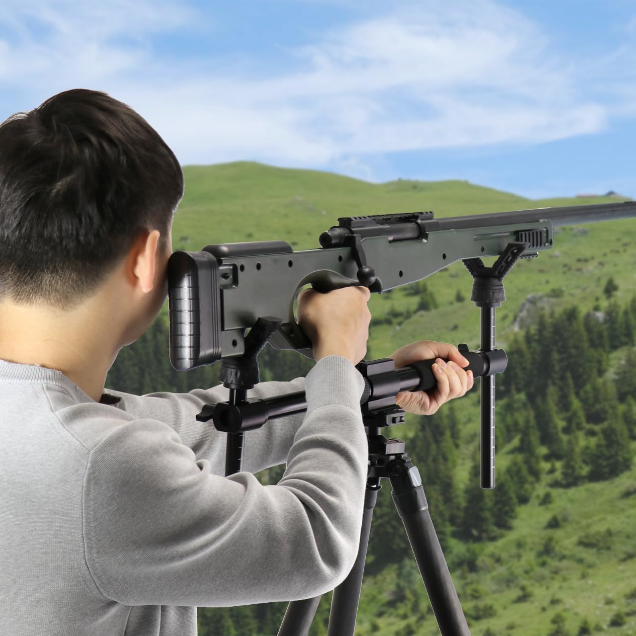 HUNTPAL Gun Rifle Shooting Rest, Aluminum Frame with Dual V Yoke Head