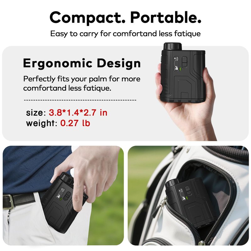 1200Yards Range Finder Golf with Slope, 7X Magnification Range Finder, Lightweight Portable Rechargeable Rangefinder, Flag Lock Vibration, Switch for Legal, Range Finders for Hunt/Golf Accessory