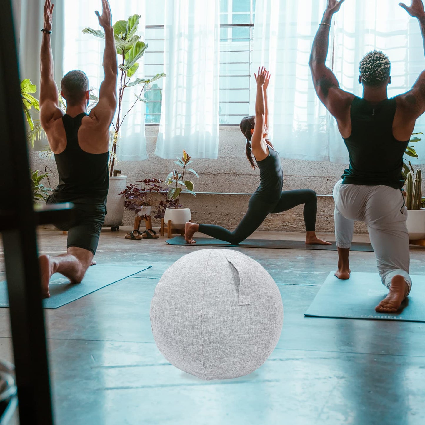 Veemoon Yoga Ball Covers Balance Ball Covers Stability Ball Projector for Office Home Gym Without Yoga Ball Gray 55cm (Random Color)