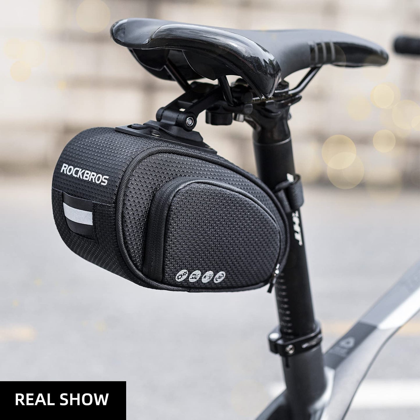 ROCKBROS Bike Saddle Bag Bike Bag Under Seat Bag Bicycle Seat Pack Pouch for Cycling Adjustable Mounting
