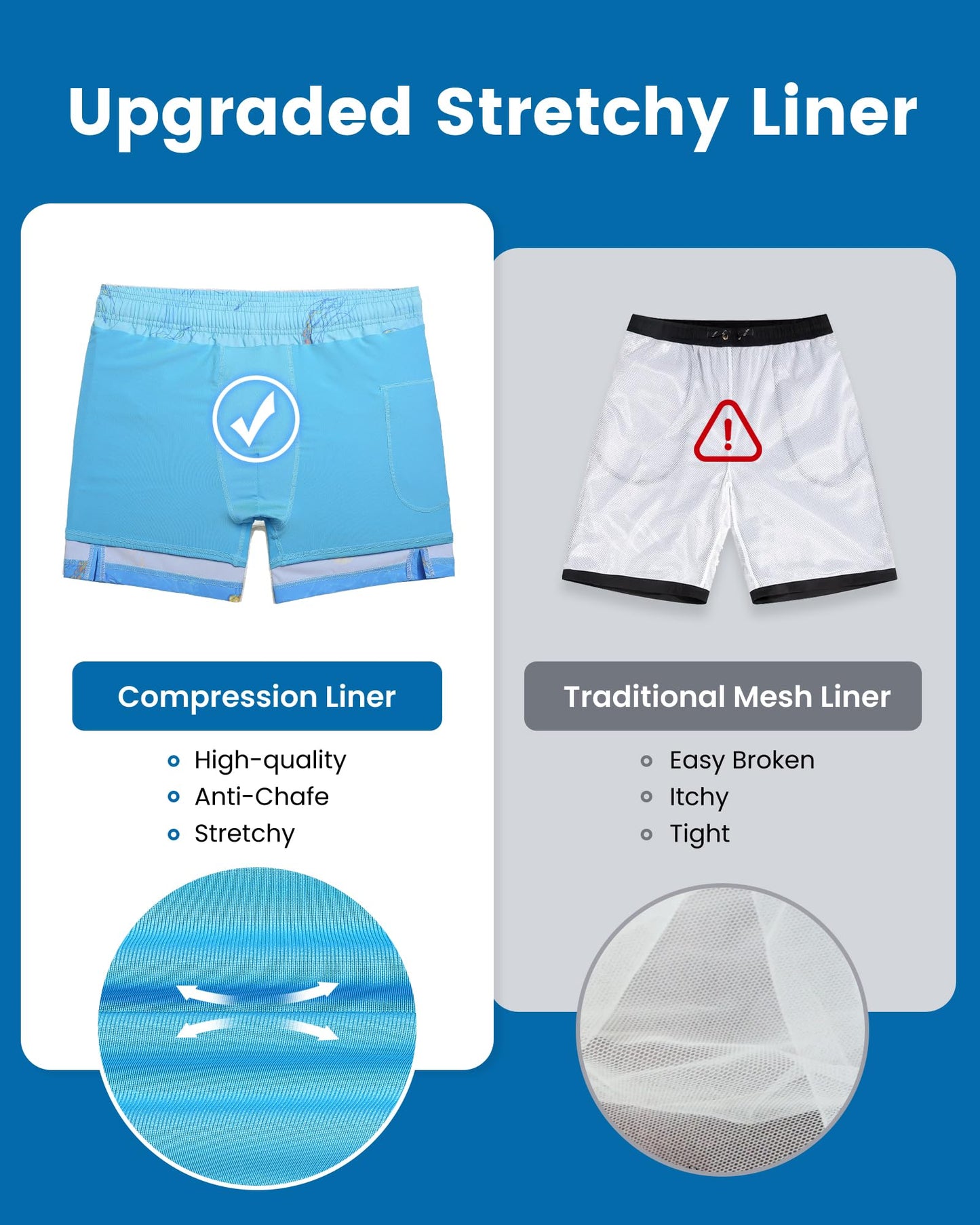 maamgic Mens Swim Trunks with Compression Liner 5 Inch, Quick Dry Bathing Suit with Zipper Pockets, Stretch No-Chafing Swim Shorts, Medusa XX-Large