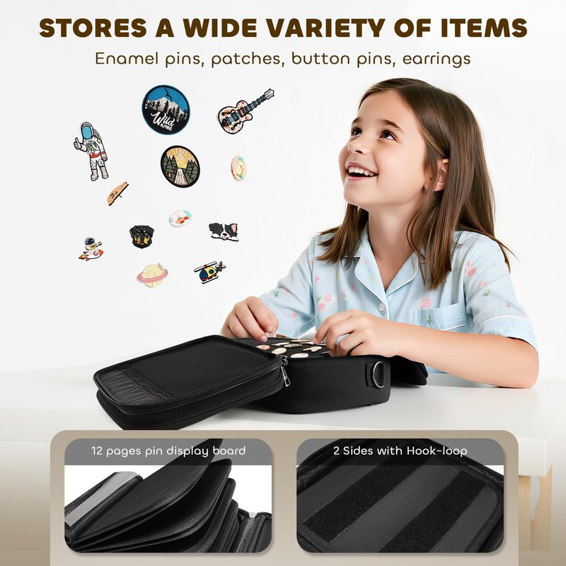 Enamel Pin Display Book - 12-Page Collection Case for Pins, Patches & Medals | Crossbody Bag Design