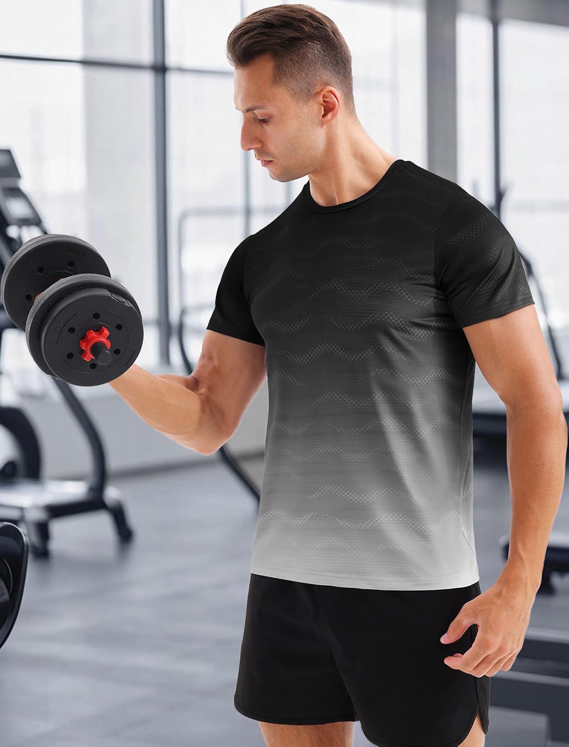 Men's Dry Fit Workout Shirts - Quick Dry Performance Gym Tops for Athletic Running & Training