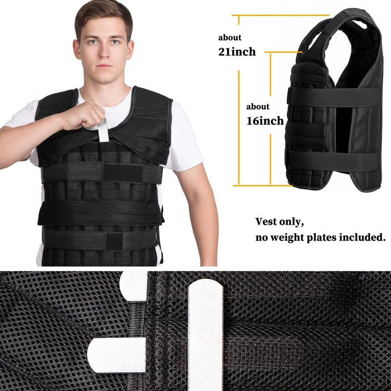 mavee Adjustable Weight Vest (Vest Only, Weights Not Included) - 32 Slots for Custom Resistance, Fits Men & Women - for Strength Training, Running, Fitness