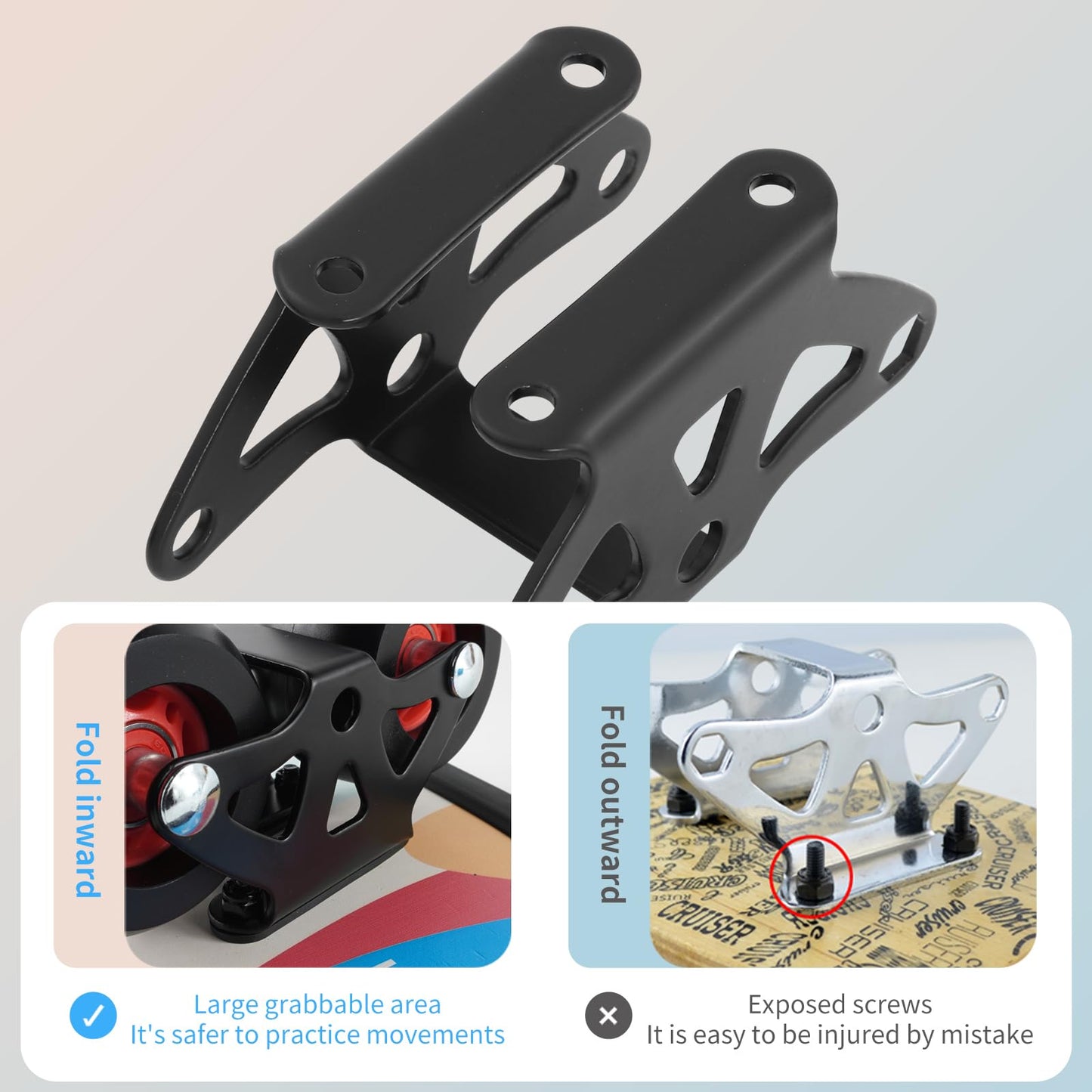 TKT Beginner Portable Roller Road Drift Skates Plate with Cool Maple Deck Anti-Slip Board Split Skateboard（Black）