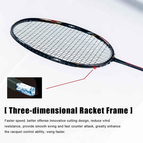 ALPSPORT ALP-188 Air 10U G5 Super Light Professional Full Carbon Fiber Badminton Rackets Set of 2, Graphite Padel Badminton Racquets for Outdoor Backyard Sports Including 1 Carrying Bag (Black)