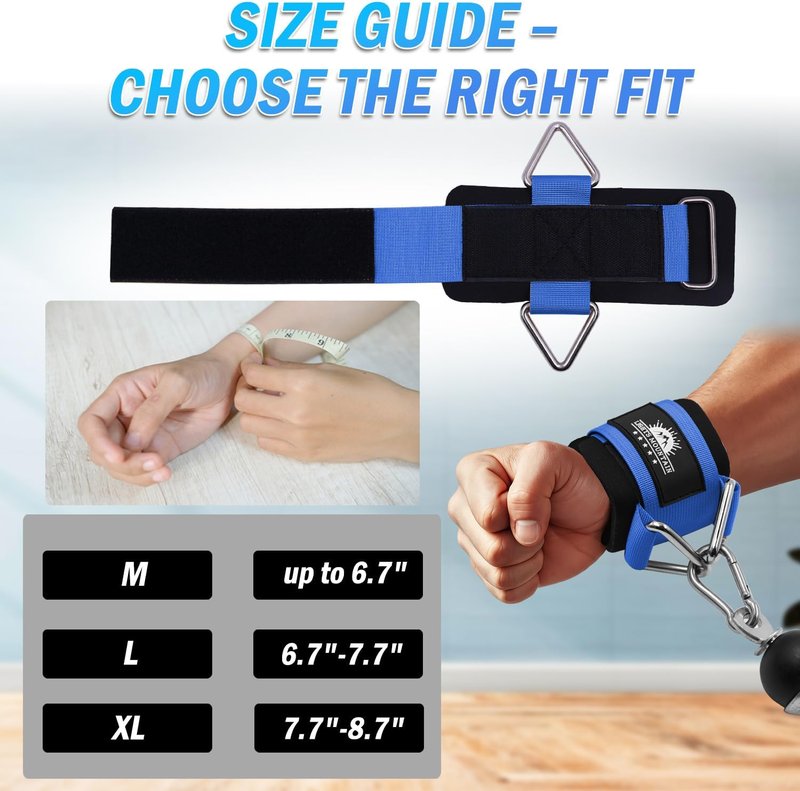 Wrist Cuffs for Cable Machines - Padded Adjustable Straps for Strength Training | Ideal for Lateral Raises & Tricep Pushdowns