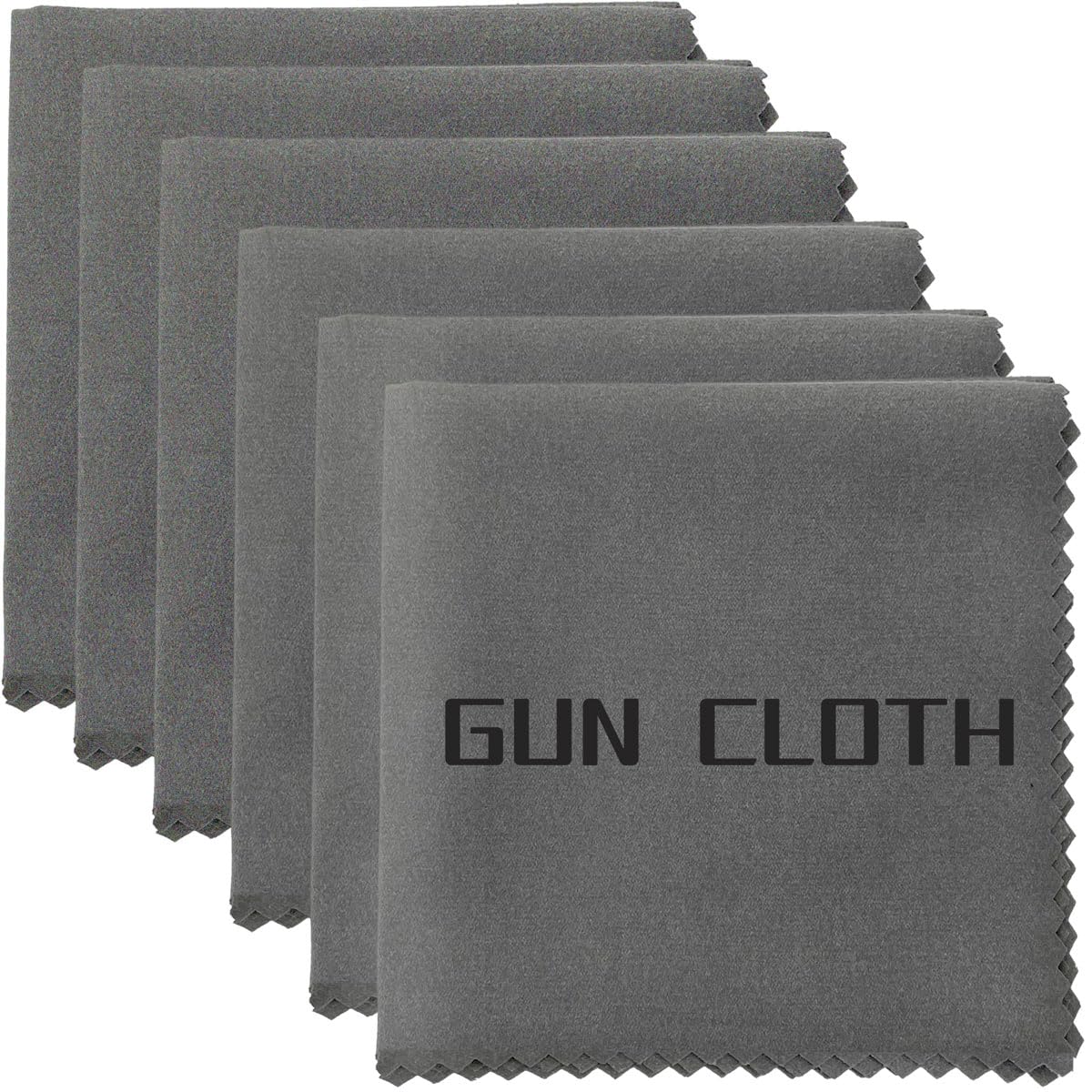 Miaozhun 6 Pack Microfiber Gun Cleaning Cloth, 12"x12" Lint Free Gun Cleaning Rags, Reusable Microsuede Cleaning/Polishing Wipes Towels for Firearms, Knives and Scopes (Gray)
