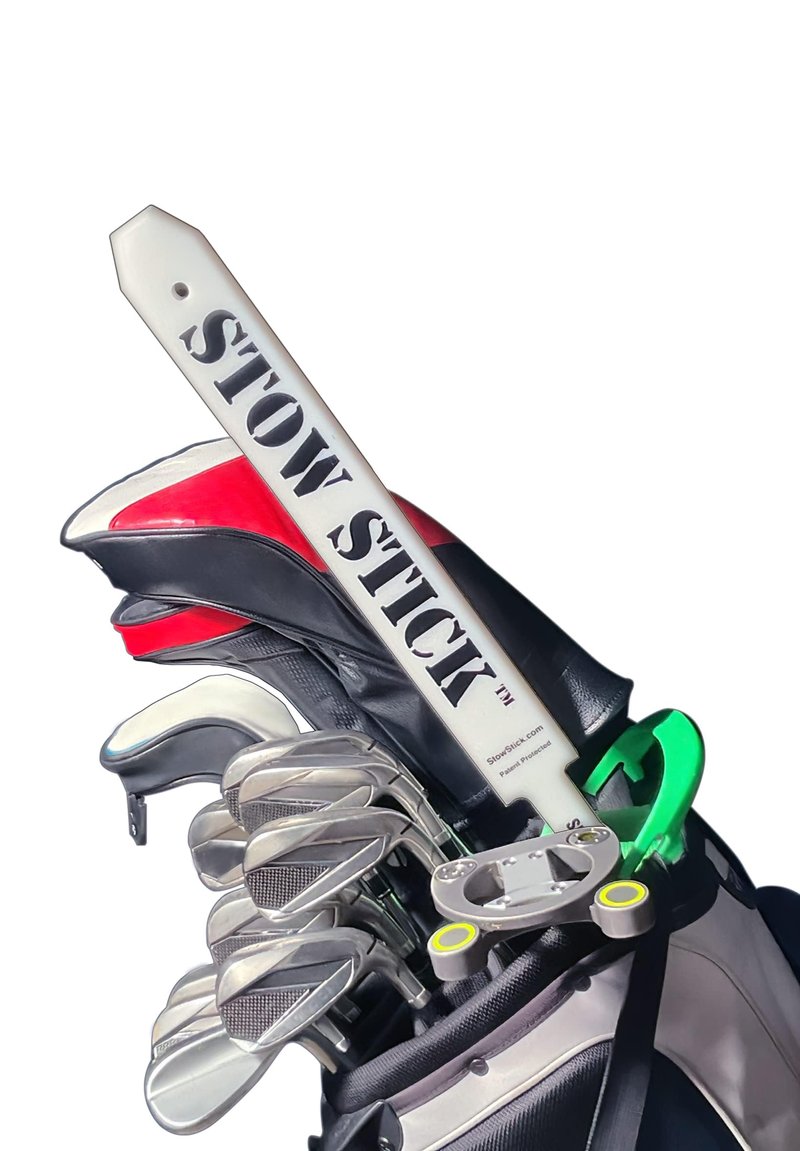 STOW STICK Adds Golf Skill, Play Smart & Putt Better, Protects Clubs, No Lost Gear, Travel Bag Arm, Resistance Tool, Putting Alignment Aid, Pregame Warm-Up, Golf Forever Stretching Bar & Training