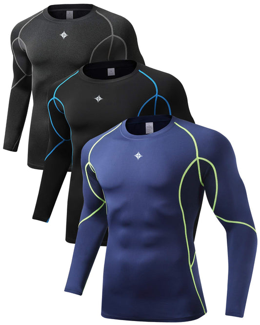 Milin Naco Compression Shirts for Men Long Sleeve Compression Undershirts Dry Fit Compression Shirt Baselayer Rash Guard