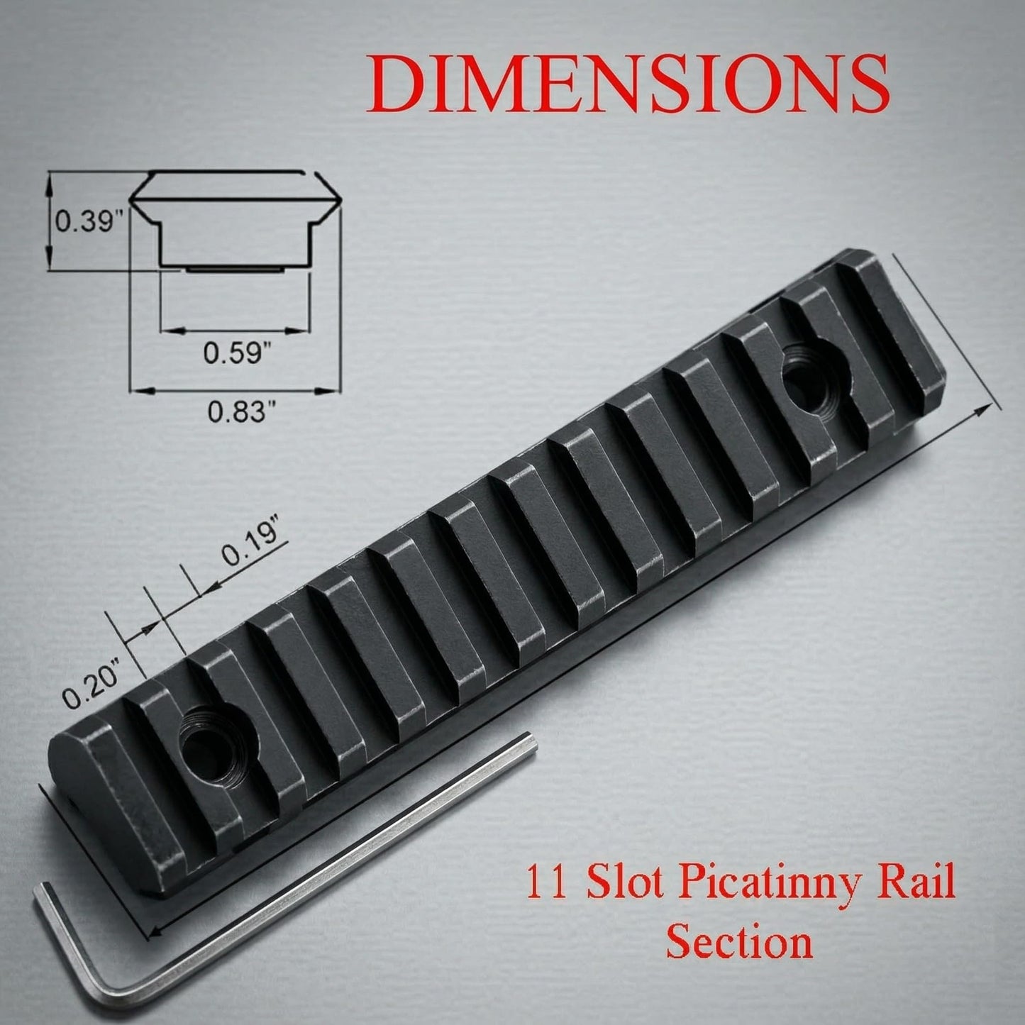 Gotical 9 Slots and 11 Slots Rail Section for M Lok Handguard Eleven Slots Rail Picatinny Rail (2 Pieces 9 Slot, 2 Pieces 11 Slot)