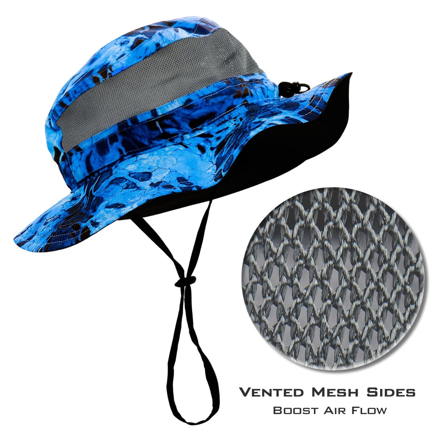 KastKing Sol Armis UPF 50 Boonie Hat - Sun Protection Hat, Fishing Hat, Beach & Hiking Hat, Paddling,Prym1 Turquoise Fizz Fade