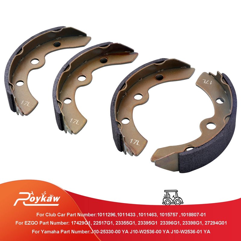 Roykaw Golf Cart Brake Pads Shoes for Club Car DS & Carryall 1981-1994 Models, Manual Adjust, Replaces OEM # 1011463, 1011296, 1011433, 1015757, 101880701, (4 Long)