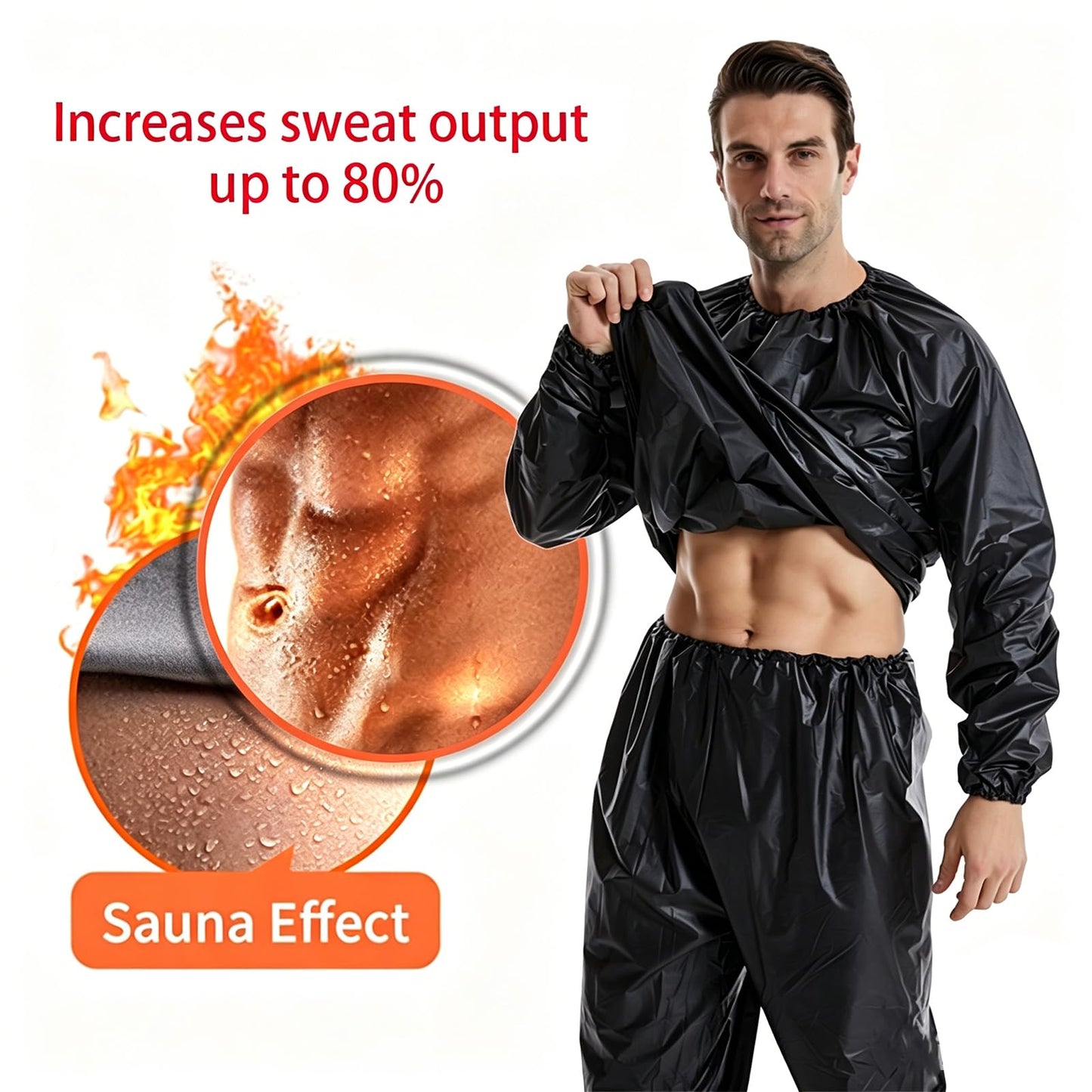 DawnBreak Sauna Sweat Suit for Women/Men Exercise Weight Loss Gym Fitness Workout Black - 5XL