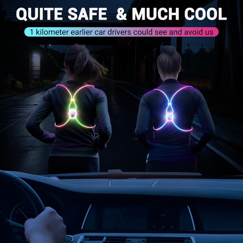 Running Lights For Runners, Reflective Running Vest, Reflective Running Gear Walking Vest For Women, Night Running Gear, Light Up Running Vest, Gifts For Runners, Safety Running Vest For Women & Men