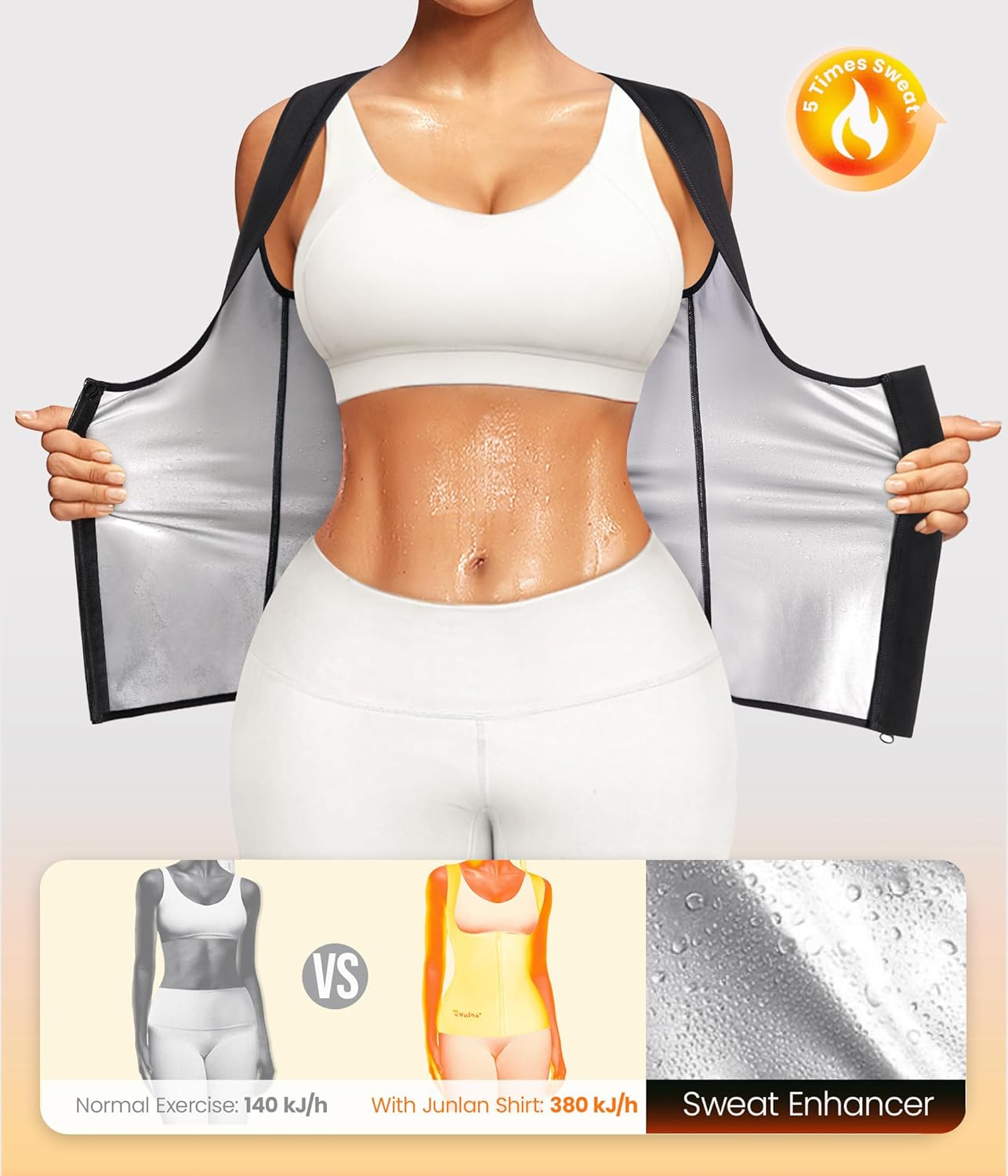 Sauna Suit for Women - Waist Trainer Vest with Zipper | Sweat Tank Top Shaper