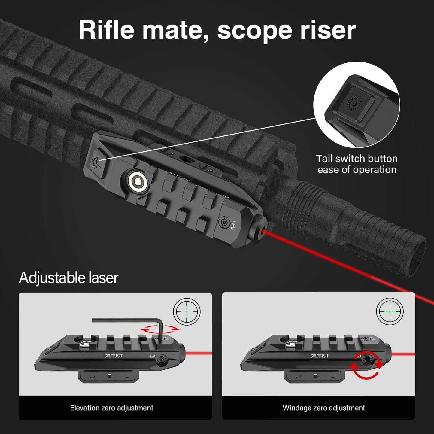 SOLOFISH SL-1107 Red Laser Sight Compatible with Picatinny Rail, Low-Profile Tactical Rifle Laser Sight, Magnetic Rechargeable (Laser Output is <5mW, Class IIIA)