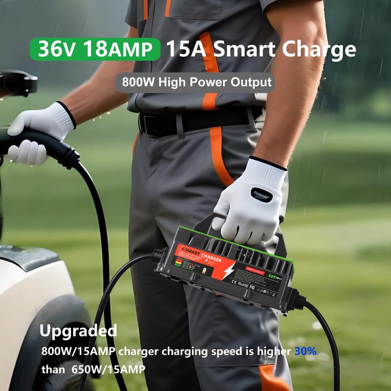 Lztsuply 36 Volt Golf Cart Battery Charger for EZGO TXT with D-Style Plug - 36V 18AMP Lead Acid Battery Charger with Cover Plate IP67 Waterproof Smart Trickle Chargers