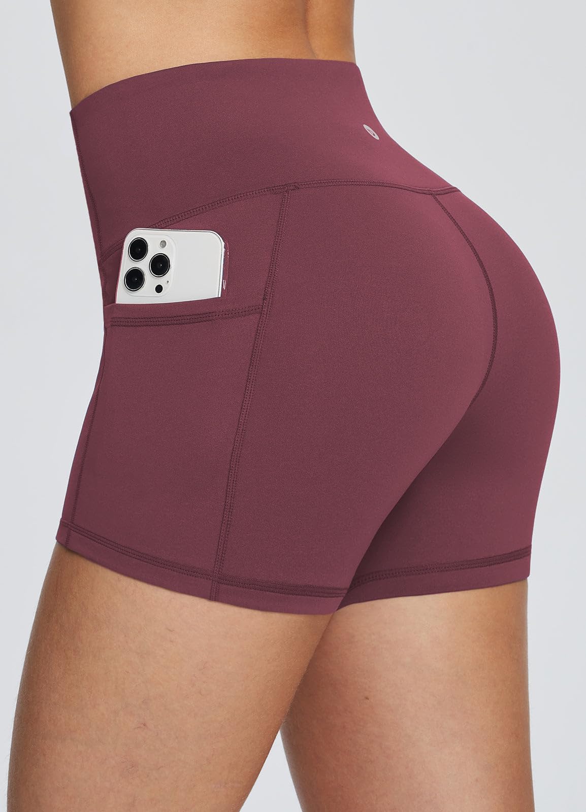baleaf Gym Shorts Women 3" Biker Workout Yoga Spandex Running Volleyball Tummy Control Compression with Pockets Wine Red S