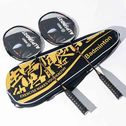 ALPSPORT ALP-188 Air 10U G5 Super Light Professional Full Carbon Fiber Badminton Rackets Set of 2, Graphite Padel Badminton Racquets for Outdoor Backyard Sports Including 1 Carrying Bag (Black)