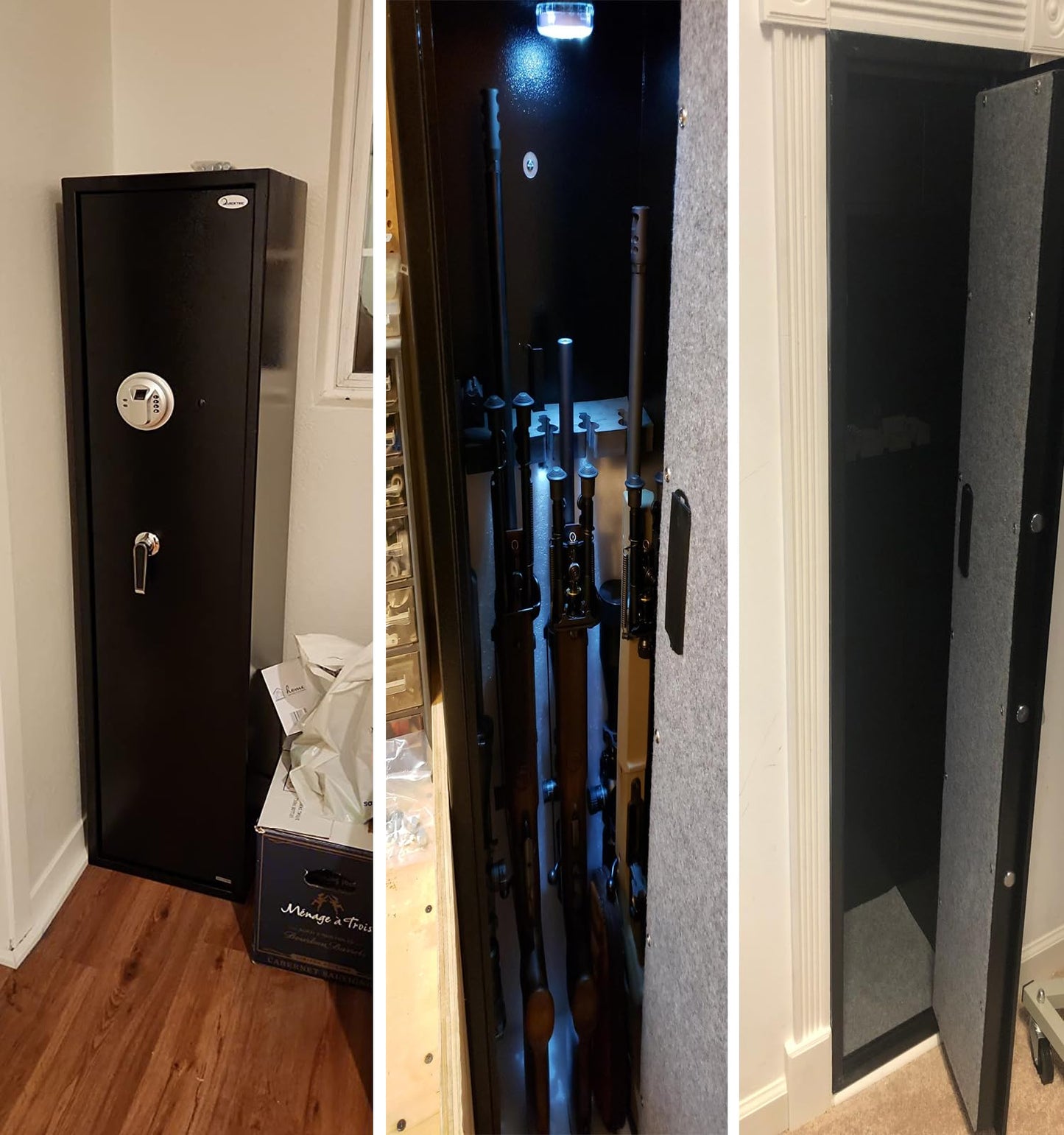 Quicktec Biometric/Fingerprint Larger and Deeper Rifle Safe, New and Improved Rifle Gun Safe for 5-6 Rifles and Shotguns for Home, Quick Access Gun Cabinet (w or w/o Scope) Silent Mode