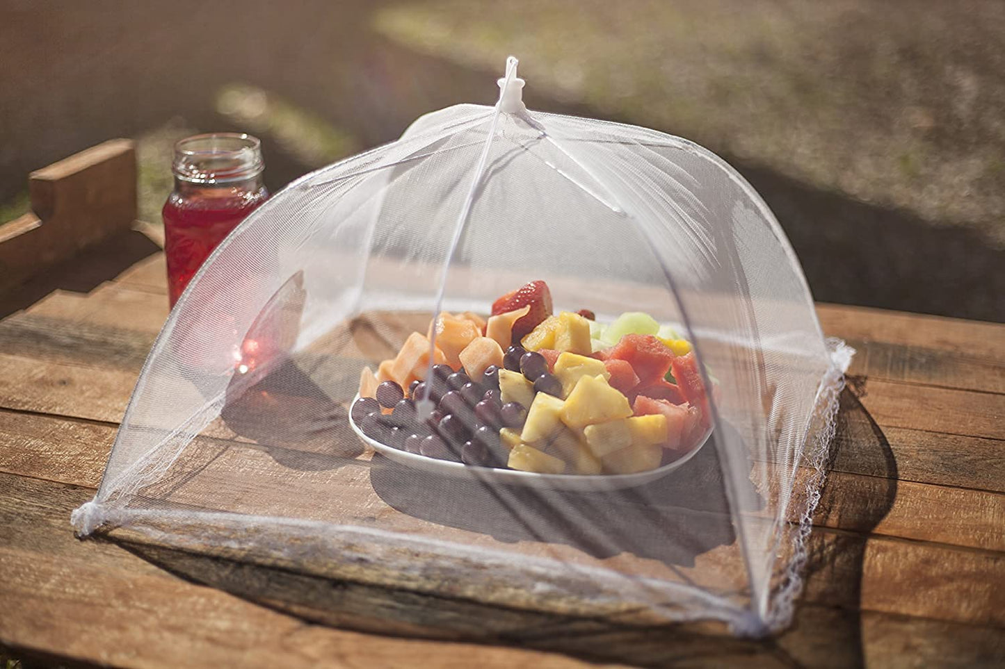 Mesh Outdoor Food Cover Tents (6 pack): Collapsible Umbrella Tents for Picnics, BBQ, Camping & Outdoor Cooking; Pop Up Screen Net & Plate Protector; Shields Food Plates & Glasses From Flies, Bugs