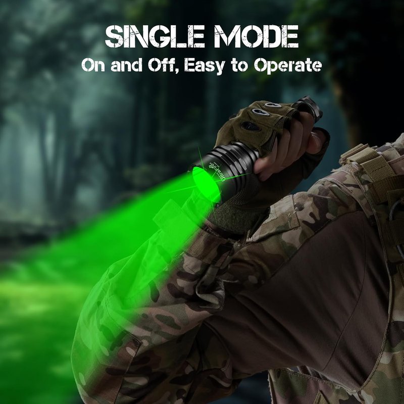 10W Green Hunting Flashlight - Ultra Bright LED Tactical Light for Night Hunting | 273-Yard Range, Single Mode