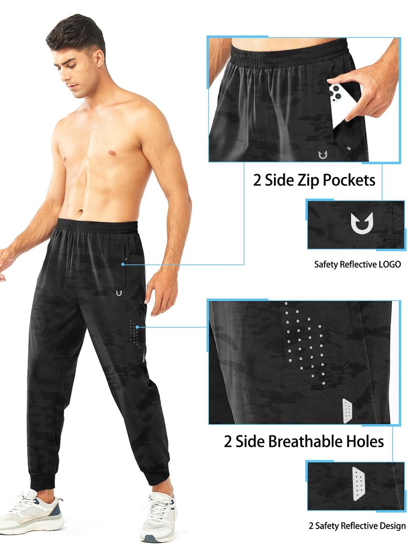 NORTHYARD Men's Athletic Running Pants Lightweight Workout Joggers Quick Dry Gym Sweatpants Active Sports Track Training CAMOBLACK M