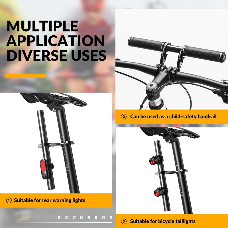 ROCKBROS Bike Handlebar Extender Double Bike Handlebar Bracket Bicycle Handlebar Extension Lightweight Durable for Holding Bicycle Speedometer, GPS, Phone Mount Holder,1Pcs