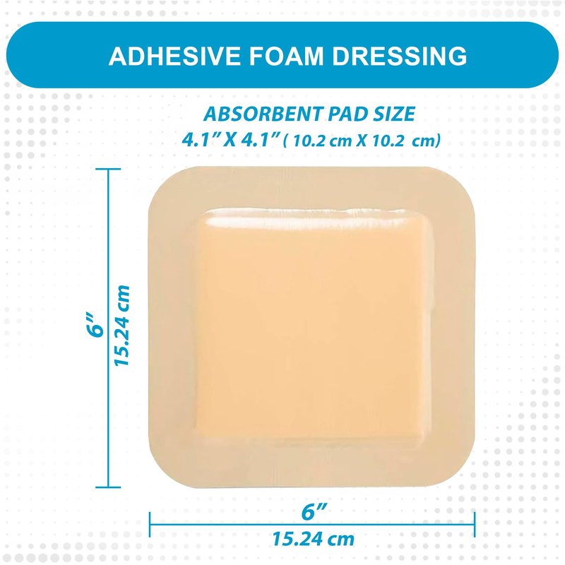 MedVance TM Foam – Bordered Adhesive Hydrophilic Foam Dressinge 6"x6" (4.1"x4.1" Pad) Box of 5 dressings