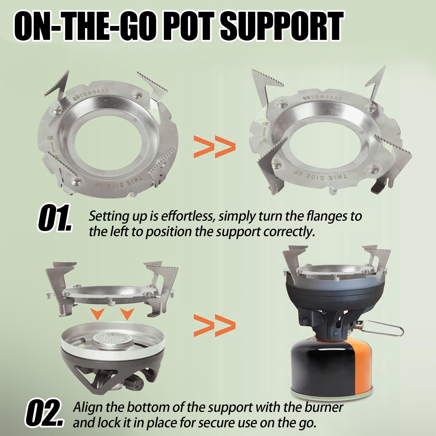 TonGass Camping Stoves Pot Support Compatible with Jetboil Stove Pot Support Stainless Steel Portable Camp Pot Stand for Jetboil Burner Replacement - Can Accommodate Up to 9" Skillets or 2L Cook Pots