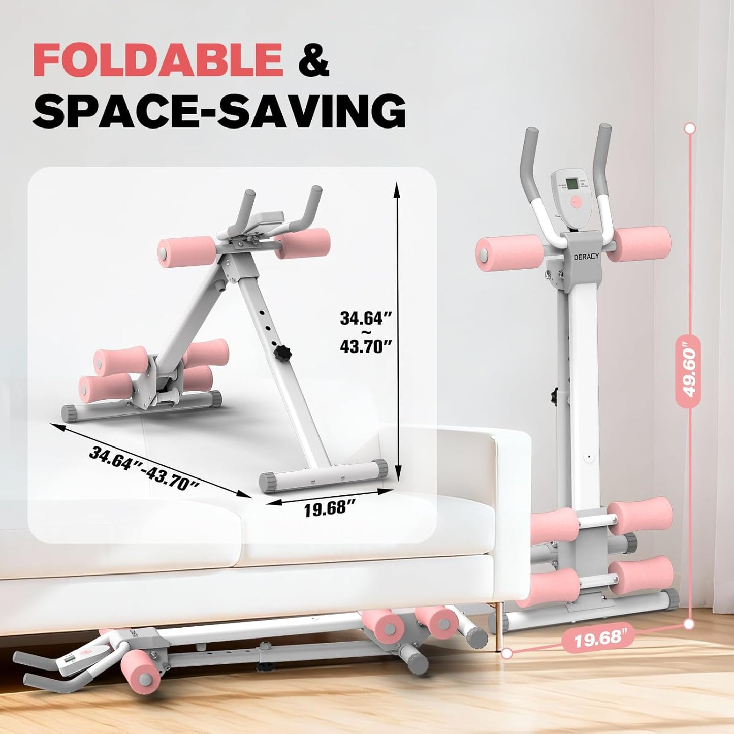 Adjustable Ab Workout Machine - Foldable Ab Trainer for Home Gym | Supports Up to 440 LBS