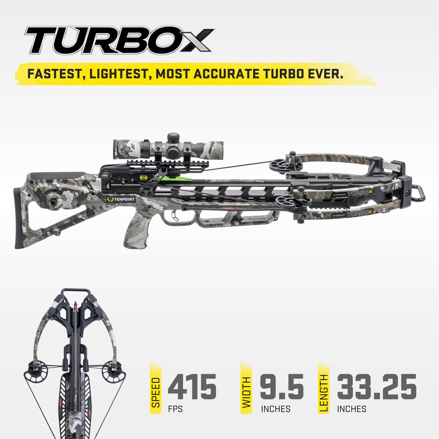TenPoint Turbo X Crossbow Bundle, Vektra - 415 FPS - Includes 100-Yard RangeMaster 100 Scope, ACUslide Crank Cocking & Safe De-Cocking System, Accessory Kit & Narrow Soft Case