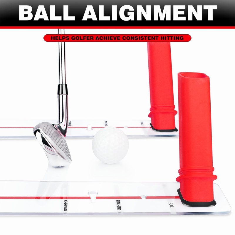 CHAMPKEY Magnetic Golf Swing Trainer - Swing Plane Training Aid - Improve Swing Accuracy and Skills for Indoor and Outdoor Training (Red)
