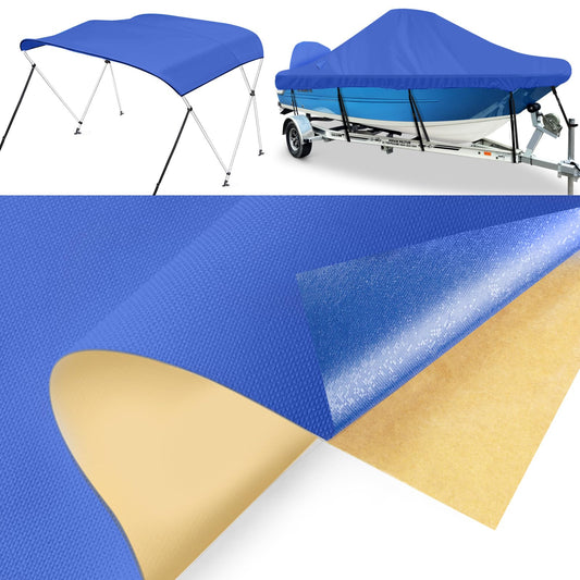 BOATPRO Boat Cover Repair Kit, 600D Super Stick Self-Adhesive Boat Cover Patch Repair Kit for Repairing Pool Cover, RV Cover, Awning, Waterproof Heavy Duty Canvas Repair Kit Blue, 15" x 5",2 Pcs