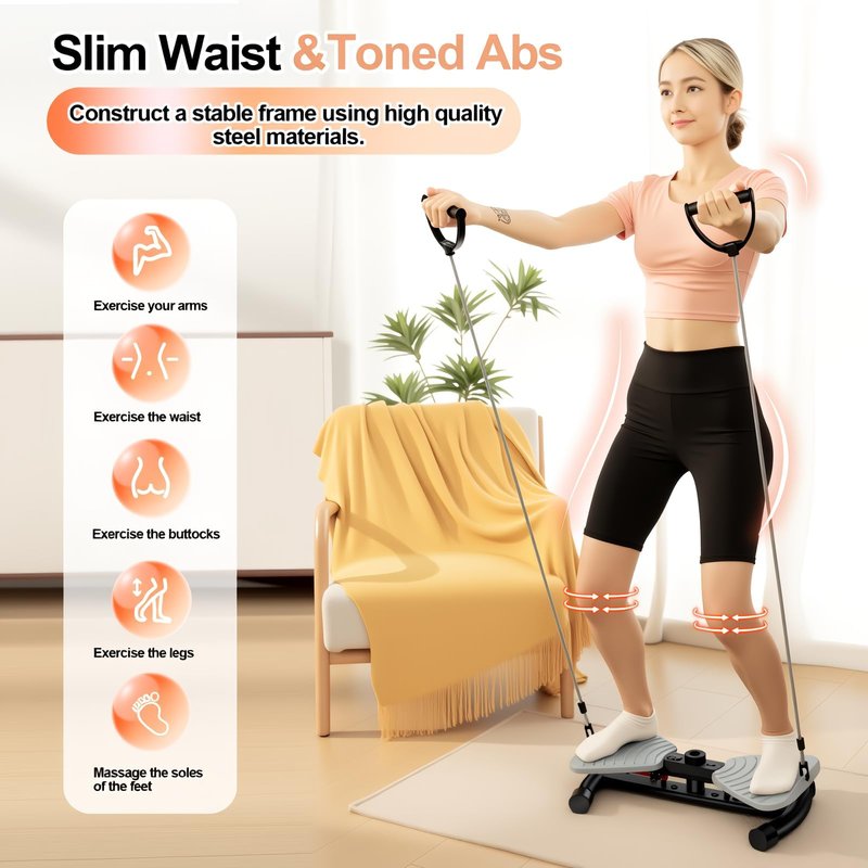 Duvike Waist Twisting Machine with LED Digital Monitor & Bonus Yoga Mat – Ultra-Quiet 20 dB Ab Twister Board, Non-Slip, Heavy-Duty 330 lbs Capacity Home Gym Equipment for Core Training & Belly Fat