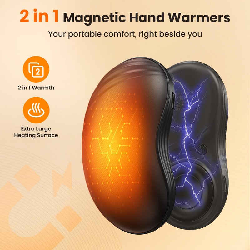 Hand Warmers Rechargeable, Portable Electric Hand Warmers 2 Pack 6000mAh, Magnetic Handwarmers with Fidget Spinner, Pocket Heater for Women, Men, Outdoor, Hunting, Fishing, Golf, Camping