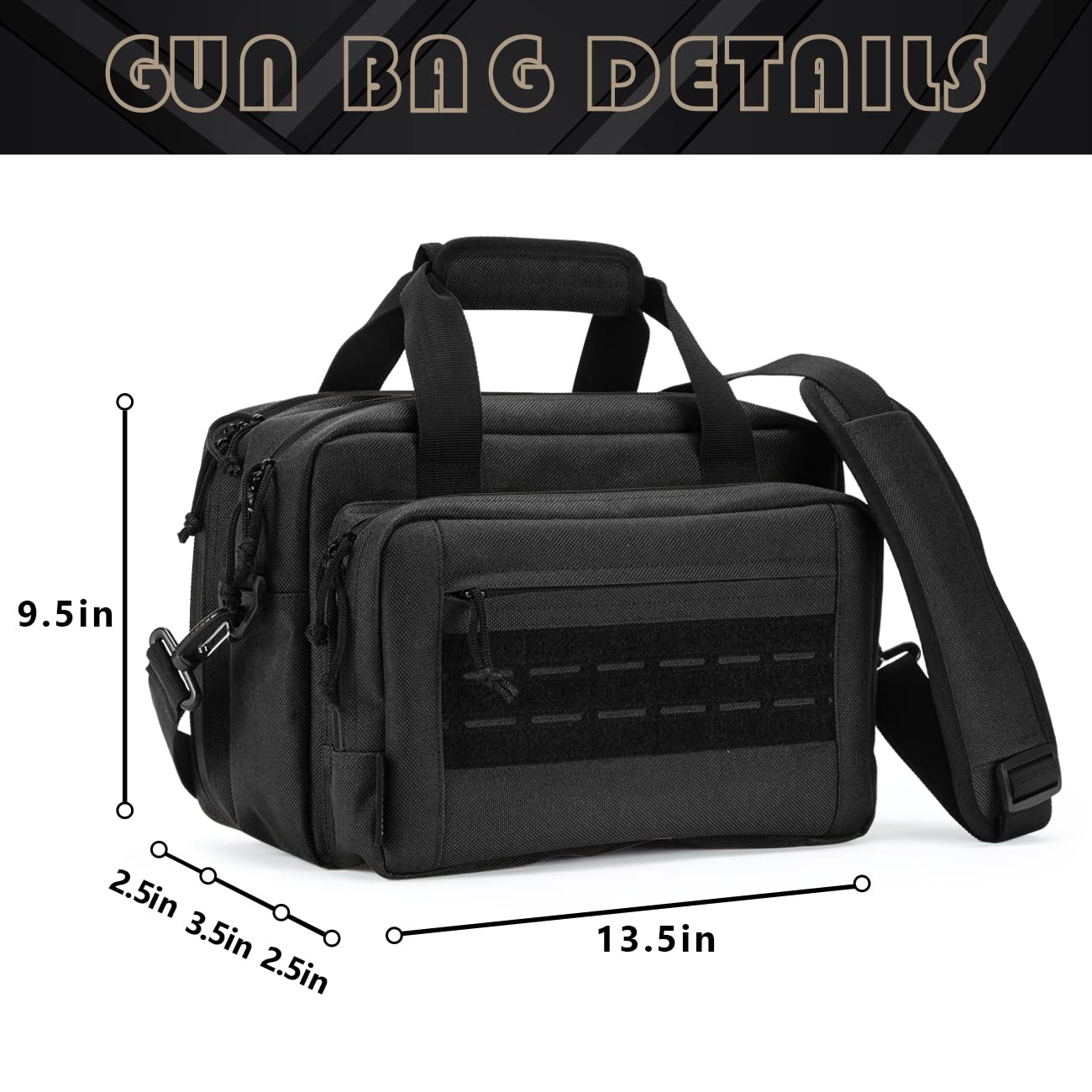 VEAGIA Range Bag for Pistol, Gun, Handguns And Ammo Pouch 2 Pistols Soft Carrying Shooting Bag (Black 1.0)