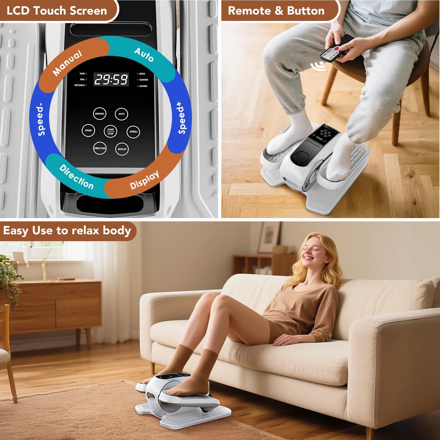 Under Desk Elliptical Exercise Machine, Mini Elliptical Leg Exerciser As Seen on TV, Electric Pedal Exerciser While Sitting for Seniors Adults, Elliptical Training Machine for Gifts
