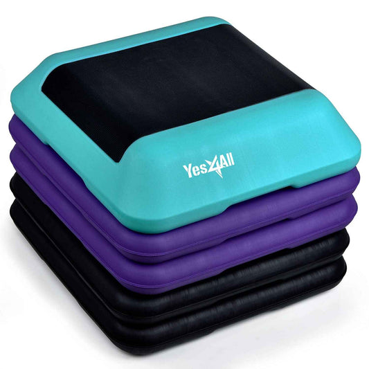 Yes4All 16"x16" Height-Adjustable High Step Aerobic Platform with 4 Risers for Home Gym Exercise Fitness Workout, Cardio and Jumping (Teal Purple)