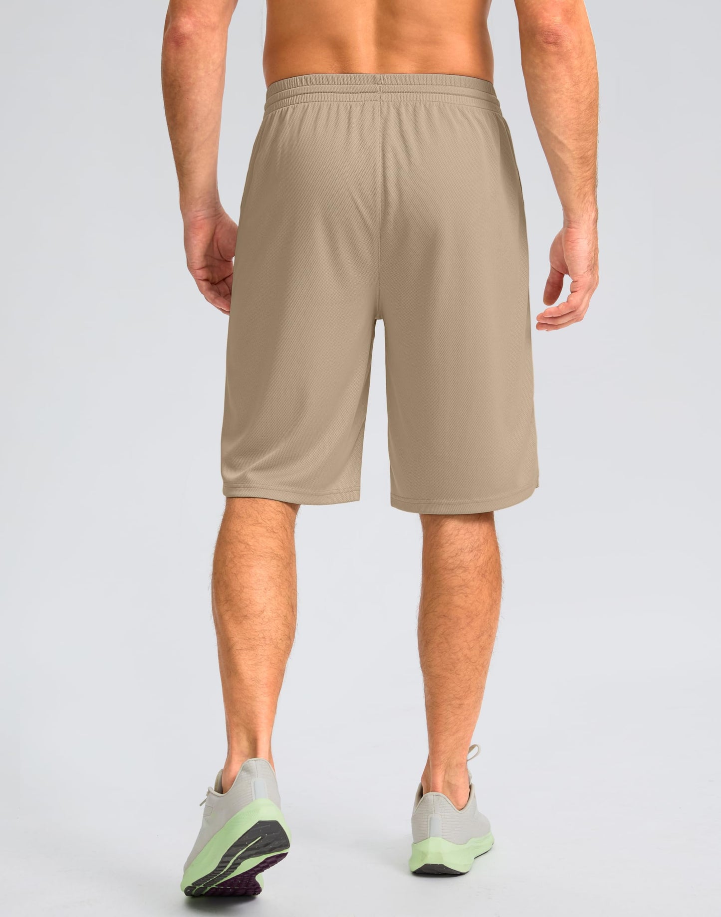 G Gradual Men's Athletic Shorts with Pockets 9" / 11" Long Basketball Shorts Lightweight Quick Dry Gym Workout Shorts for Men(Light Khaki,XL)
