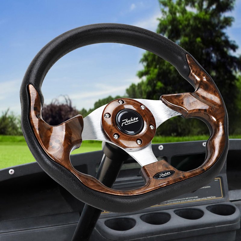 Roykaw Golf Cart Universal Steering Wheel Compatible with EZGO RXV TXT, Club Car DS Precedent Tempo, Yamaha G29 Drive Drive 2,Universal Design for Most Golf Cart