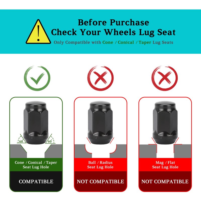 10L0L 1/2-20 Golf Cart Wheel Lug Nuts Kit for EZGO TXT RXV & Club Car DS Precedent, Replace OEM 14723-G1, 1701160, 1010984, 1011390, 800573, Black Set of 16
