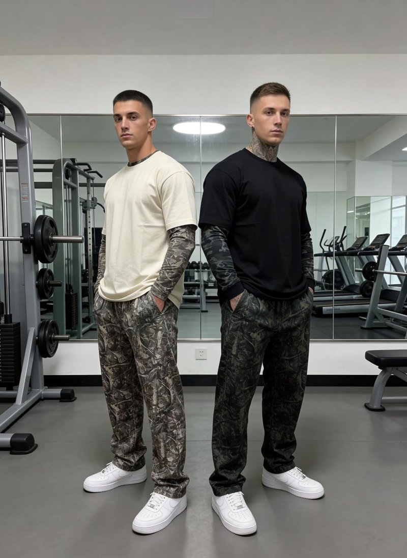 Piuntersite Men's Camo Sweatpants Loose Fit Joggers with Elastic Waist Pockets Quick-Dry Hunting Hiking Workout Athletic Pants Brown L