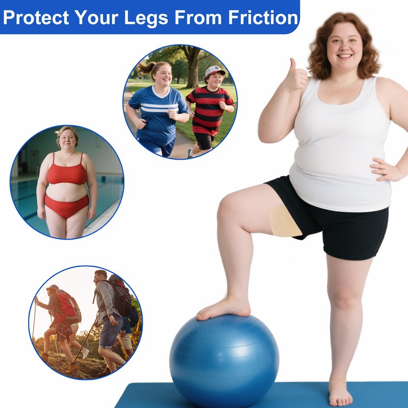 Anvosy Legs & Thigh Anti Friction Patches, Ultra-Thin Inner Thigh Anti Chafing Tape, Disposable & Invisible & Breathable & Sweat-Resistant Rub Protection Stickers for Women Girls 10 Packs
