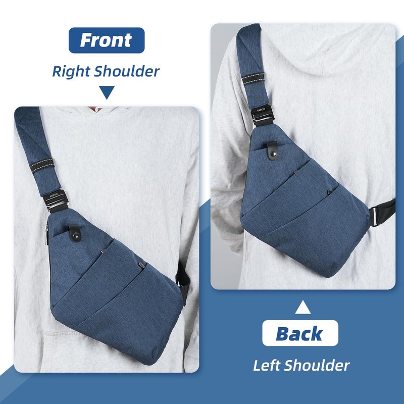 VADOO Sling Bag - Anti-theft Crossbody Shoulder Bag for Men and Women (Navy Blue)