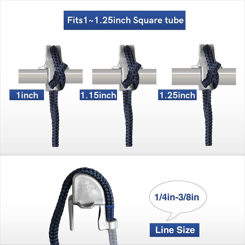 SailVoya Boat Fender Clips, Adjustable Pontoon Boat Square Rail Fender Cleats/Clips/Hangers for Pontoon Bumpers, Pontoon Boat Accessories for Bumpers, 4 Pack